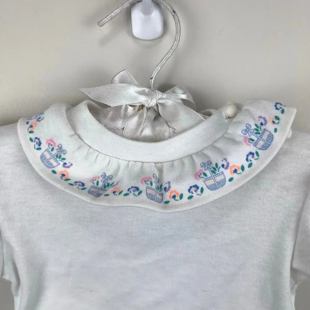 Vintage OshKosh B'gosh Ruffle Collar Flower Garden Blouse 2T USA